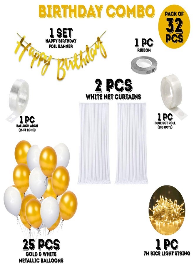 Zyozique Canopy Tent Birthday Decorations | Cabana Birthday Decorations Items | Birthday Decorations Kit - Foil Paper Banner , Balloons , LED Rice Light (Pack Of 32) - Image 2